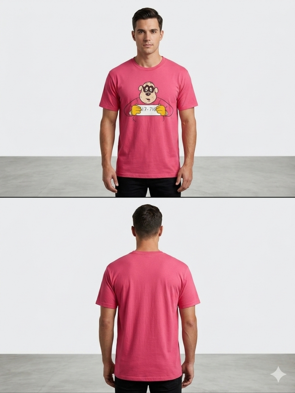 Disney Red Short Sleeve Graphic  "Beagle Boys Mugshot" Crewneck Tee for Men